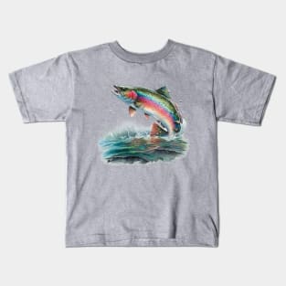 Rainbow Trout Jumping Kids T-Shirt